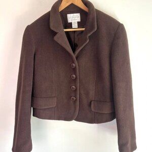 🔥VTG Y2K Express Chocolate Brown Cropped Fleece Blazer | Size M